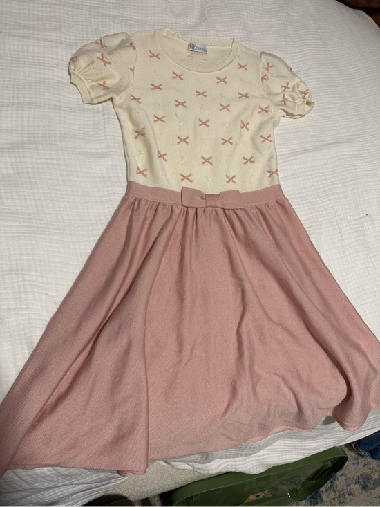 RED Valentino Other - RED Valentino Cream and Pink Bow-Trim Knit Dress